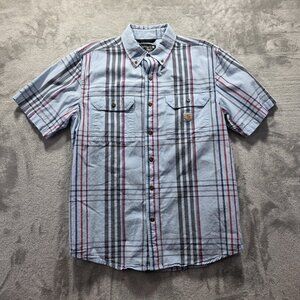 Carhartt Mens Medium Loose Fit Short Sleeve Plaid Buttoned Shirt 105175